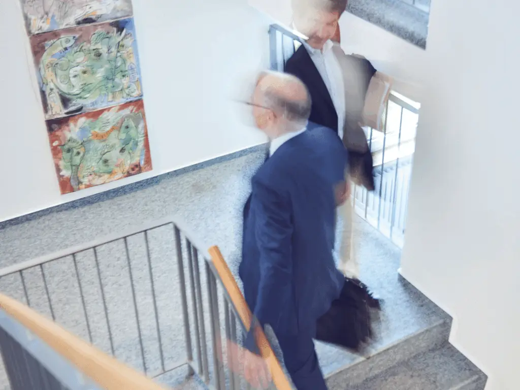 Fachanwalt im Verwaltungsrecht auf einer Treppe